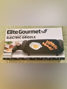 NIB Elite Gourmet 9.75" x 7" Mini Personal Electric Griddle - Black